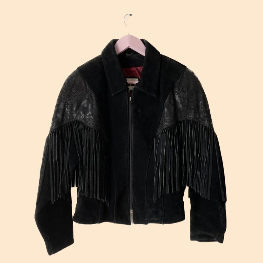 Chia Vintage Leather Fringe Jacket